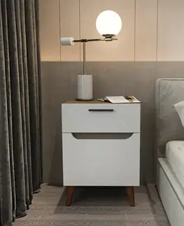 Nočný stolík Losso - White, Oak