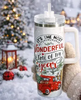 Vianočný termohrnček Merry Christmas 1,2 l, biela