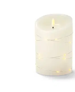LED sviečka z pravého vosku s reťazou s mikrosvetielkami