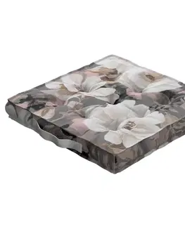 Dekoria Kamil s úchytom, svetlé kvety na sivom podklade so svetlo ružovou a béžovou, 50 x 50 x 10 cm, Gardenia, 142-13