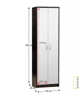 KONDELA Mecki predsieňová skriňa wenge / biela