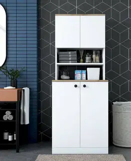 Skriňa nad práčku Kira White and Walnut