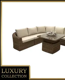 DEOKORK Ratanová modulová zostava rohová BORNEO LUXURY pre 6 osôb (hnedá)