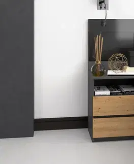 MELWIN M1 nočný stolík, antracit/ dub artisan