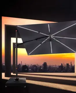 Slnečník výkyvný Doppler myZone 220 x 300 cm LED (rôzne farby) 816 oranžová