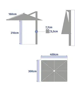 DEOKORK Slnečník výkyvný ULTIMA 4x3 m (rôzne farby) tmavo modrá