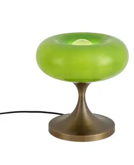 Retro stolná lampa tmavobronzová so zeleným skleneným tienidlom 31 cm - Glaze