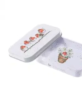 Plechová krabička na drobnosti "Jolly Robin" Wrendale Designs – červienka