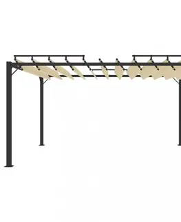 Pergola s lamelovou strechou 3 x 4 m hliník / látka Dekorhome