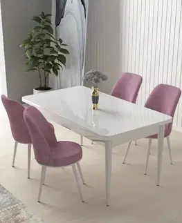 Dining Table & Chairs Set (5 Pieces) Nil - White, Pink