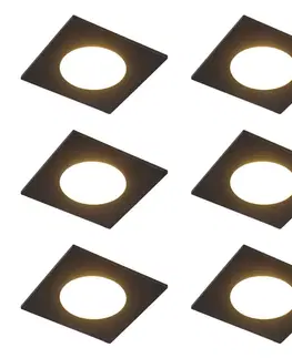 Sada 6 moderných zapustených bodových svetiel čierna vrátane LED 3-stupňové stmievateľné IP65 - Simply