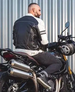 W-TEC Esbiker čierna s béžovými pruhmi - M