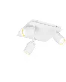 Inteligentné kúpeľňové bodové svietidlo biele štvorcové 3-svetlé IP44 vrátane 3 Wifi GU10 50mm - Ducha