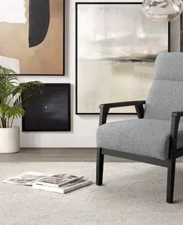 ALBERTO retro čalúnené kreslo, šedá/wenge