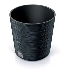 Kinekus Kvetináč plastový, priemer 250mm, FURU ROUND, antracit, výška 247mm s vložkou