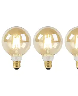Sada 3 LED žiaroviek E27 Dim to Warm G95 zlatá 8W 806lm 2000-2700K