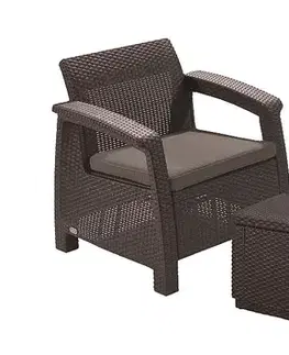 DEOKORK Záhradná ratanová zostava CORFU BALCONY hnedá