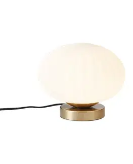 Dizajnová stolná lampa mosadzná s opálovým sklom - Mochi