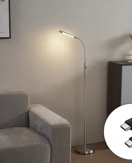Moderná oceľová stojaca lampa vrátane LED 3-stupňové stmievanie nabíjateľná - Statler