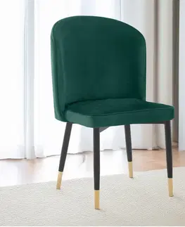 KONDELA Udaja jedálenská stolička zelená (Velvet) / čierna / zlatá