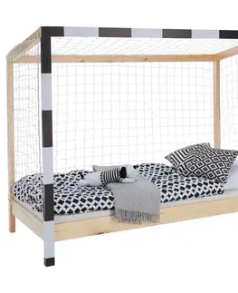 KONDELA Futal montessori posteľ 90x200 cm prírodná / biela / čierna