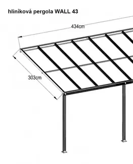 Hliníková pergola 4,35x3 m WALL 43 biela Lanitplast