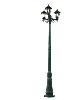 Klasická vonkajšia lampa tmavozelená 217cm 3-svetlá IP44 - New Haven