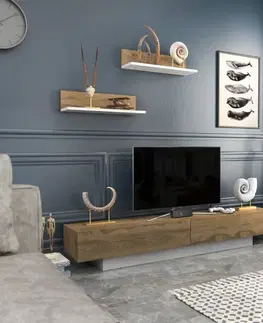 TV skrinka / Obývacia stena Lusi - White, Oud Oak