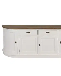 Dekoria Komoda Brighton 4 dverí + 2 zásuvky white&natural, 210 cmx50 cmx86 cm