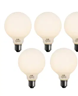 Sada 5 ks Stmievateľná LED žiarovka E27 opálové sklo G95 5W 450lm 2700K