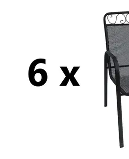 6 ks BABU záhradná kovová stolička, čierna