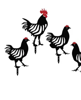 Súprava dekoratívnych kovových doplnkov do záhrady Chicken Family 4