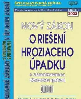 Nový zákon o riešení hroziaceho úpadku