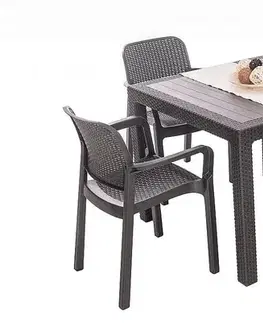 DEOKORK Záhradná ratanová zostava KARA MINI 1+2 (antracit)