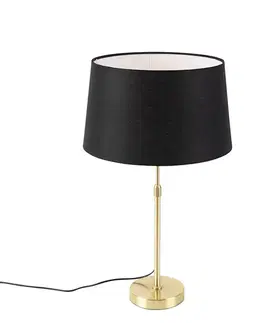 Stolná lampa zlatá/mosadzná s čiernym ľanovým tienidlom 35 cm - Parte