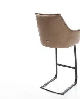 DELIFE Barová stolička Alja-Flex zmiešané materiály mikrovlákno tmavobéžová / bouclé tmavobéžová jedálenská stolička plochý kov čierna vrecková pružina