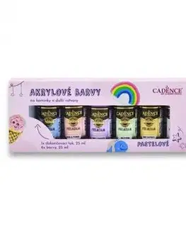 Akrylové farby na kamienky Cadence sada 6 ks + lak pastelové 25 ml