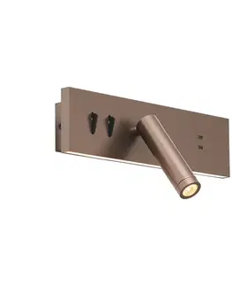 Moderné nástenné svietidlo tmavý bronz nastaviteľné s USB-C vrátane LED - Modric