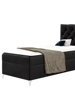 KONDELA Guliette 90 boxspringová posteľ čierna (Velvet)