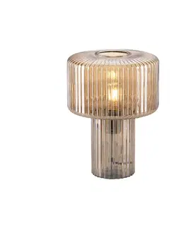 Dizajnová stolná lampa jantárové sklo - Andro