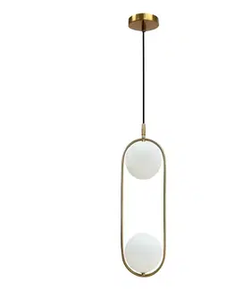 Závesná lampa Cordel, brúsené zlato, 2x28W G9, biele tienidlo