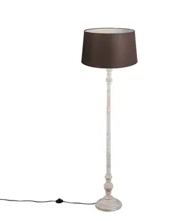 Stojaca lampa s tienidlom z ľanu hnedá 45 cm - Classico