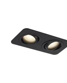 Zaoblené zapustené bodové svietidlo čierne GU10 50 mm otočné a naklápacie IP44 2-svetlá - Alberto