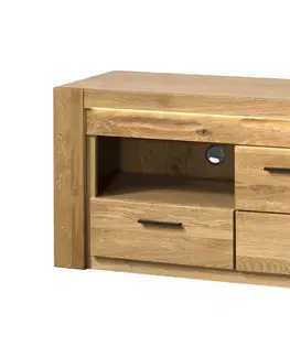 LEVET 25 TV stolík so zásuvkami, dub Natura