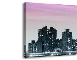 3-dielny obraz s hodinami, New York, 35x105cm