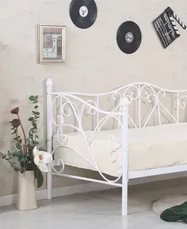 HALMAR Sumatra 90 kovová jednolôžková posteľ s roštom biela