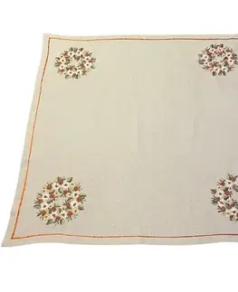 Vyšívaný obrus Listy krémové 85x85 cm TiaHome