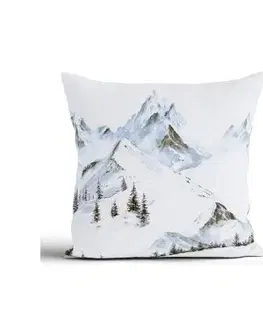 MKLozkoviny.sk Vianočná bavlnená obliečka na vankúšik Renforcé 40 × 40 cm - Hory-  -