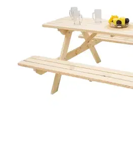DEOKORK Masívny drevený pivný set z borovice 200 cm hrúbka 45 mm