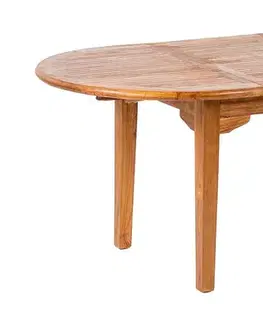 DEOKORK Teakový oválny stôl ELEGANTE 160 / 220 × 120 cm | ovál | rozkladacia